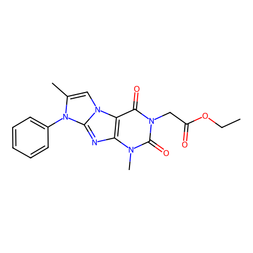 Ethyl 2-(4,7-dimethyl-1,3-dioxo-6-phenylpurino[7,8-a]imidazol-2-yl)acetate structure