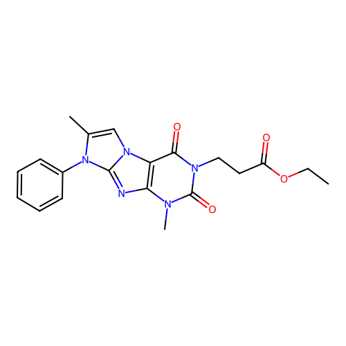 Ethyl 3-(4,7-dimethyl-1,3-dioxo-6-phenylpurino[7,8-a]imidazol-2-yl)propanoate structure