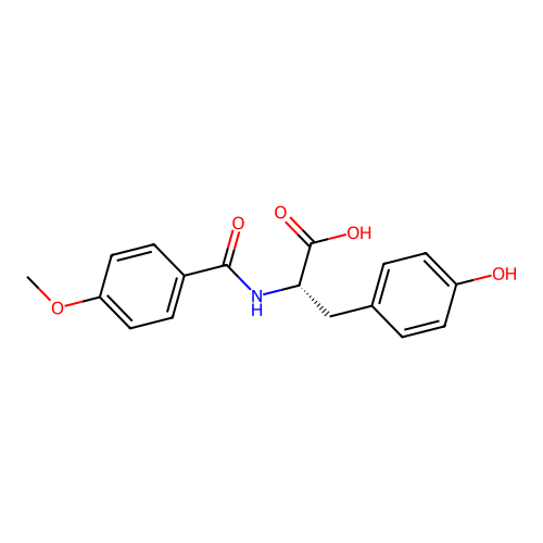 (2S)-3-(4-hydroxyphenyl)-2-[(4-methoxybenzoyl)amino]propanoic acid structure