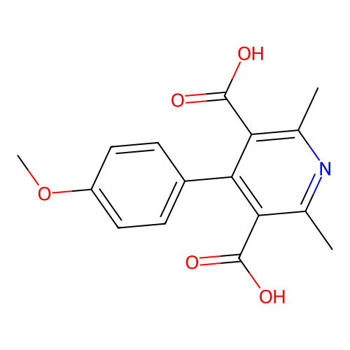 4-(4-Methoxyphenyl)-2,6-dimethyl-3,5-pyridinedicarboxylic acid structure