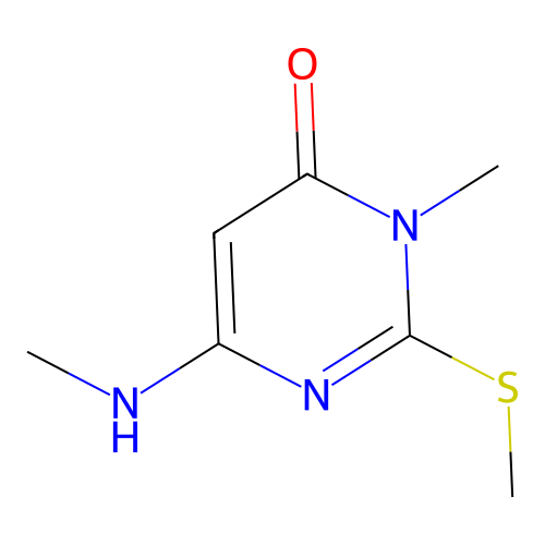 3-methyl-6-(methylamino)-2-(methylthio)pyrimidin-4(3H)-one structure
