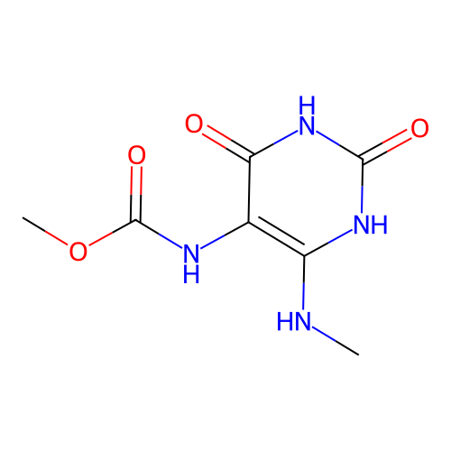 Methyl 6-(methylamino)-2,4-dioxo-1,2,3,4-tetrahydropyrimidin-5-ylcarbamate structure