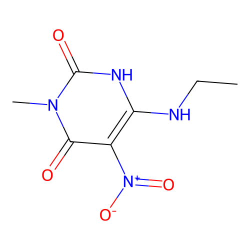 6-(ethylamino)-5-(nitro)-3-methylpyrimidine-2,4(1H,3H)-dione structure