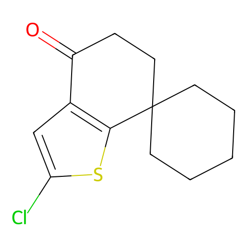 2-chloro-6,7-dihydrospiro[1-benzothiophene-7,1'-cyclohexane]-4(5H)-one structure
