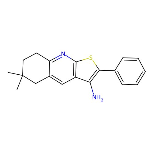 6,6-Dimethyl-2-phenyl-5,6,7,8-tetrahydrothieno[2,3-b]quinolin-3-ylamine structure