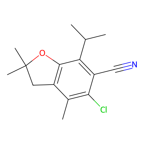 5-Chloro-7-isopropyl-2,2,4-trimethyl-2,3-dihydro-1-benzofuran-6-carbonitrile structure