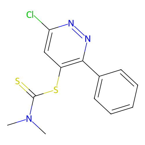 6-Chloro-3-phenylpyridazin-4-yl dimethyldithiocarbamate structure