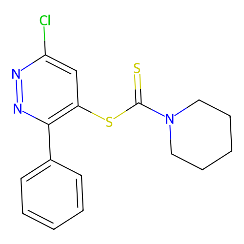 6-Chloro-3-phenylpyridazin-4-yl piperidine-1-carbodithioate structure