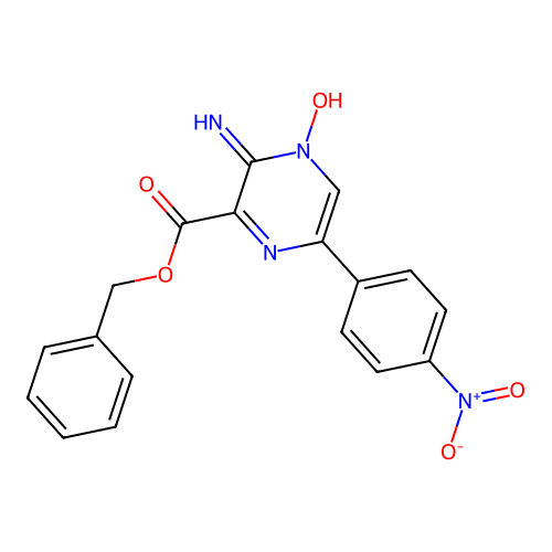2-Amino-3-benzyloxycarbonyl-5-(4-nitrophenyl)pyrazine-1-oxide structure