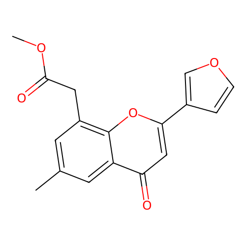 methyl [2-(3-furyl)-6-methyl-4-oxo-4H-chromen-8-yl]acetate structure
