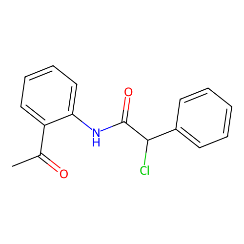 N-(2-acetylphenyl)-2-chloro-2-phenylacetamide structure
