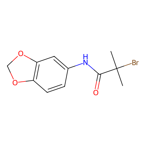 N-(1,3-benzodioxol-5-yl)-2-bromo-2-methylpropanamide structure