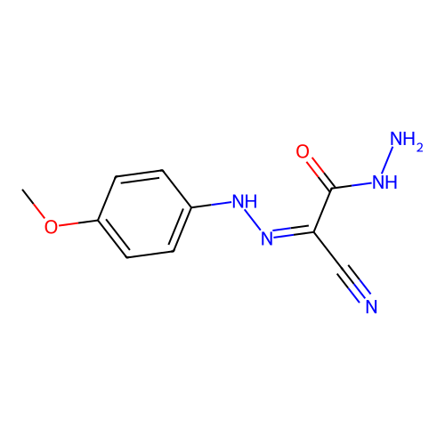 2-hydrazinyl-N-(4-methoxyanilino)-2-oxoethanimidoyl cyanide structure