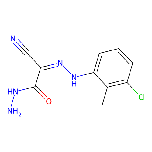 N-(3-chloro-2-methylanilino)-2-hydrazinyl-2-oxoethanimidoyl cyanide structure
