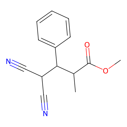 Methyl 4,4-dicyano-2-methyl-3-phenylbutanoate structure
