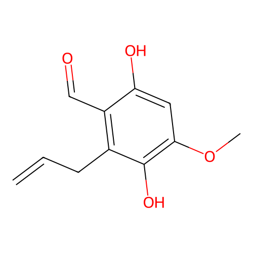 2-Allyl-3,6-dihydroxy-4-methoxybenzaldehyde structure