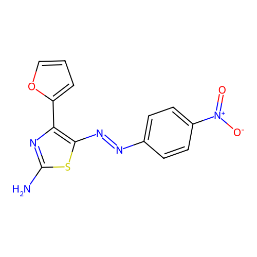 2-Amino-4-(2-furyl)-5-({4-nitrophenyl}diazenyl)-1,3-thiazole structure