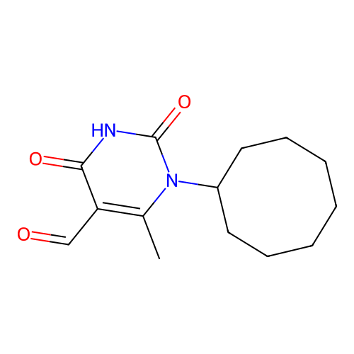 1-Cyclooctyl-6-methyl-2,4-dioxo-1,2,3,4-tetrahydropyrimidine-5-carbaldehyde structure