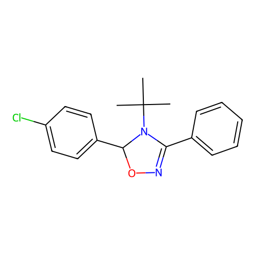 4-Tert-butyl-5-(4-chlorophenyl)-3-phenyl-4,5-dihydro-1,2,4-oxadiazole structure