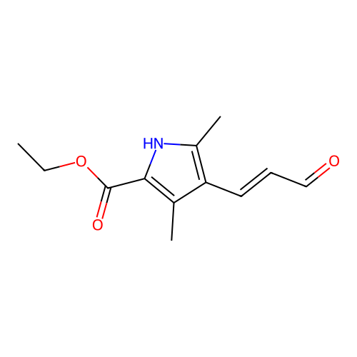 Ethyl 3,5-dimethyl-4-(3-oxo-1-propen-1-yl)-1H-pyrrole-2-carboxylate structure