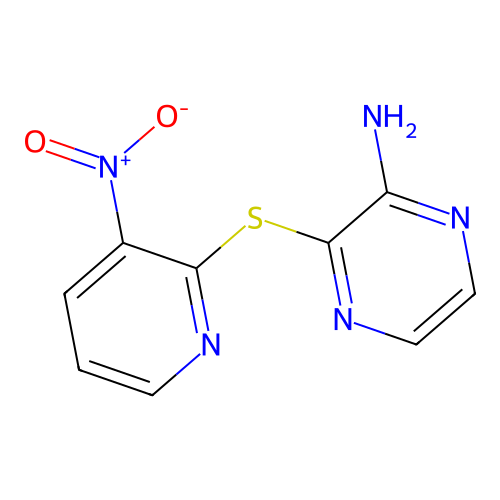 2-Amino-3-({3-nitropyridin-2-yl}sulfanyl)pyrazine structure