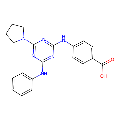 4-[(4-Anilino-6-pyrrolidin-1-yl-1,3,5-triazin-2-yl)amino]benzoic acid structure
