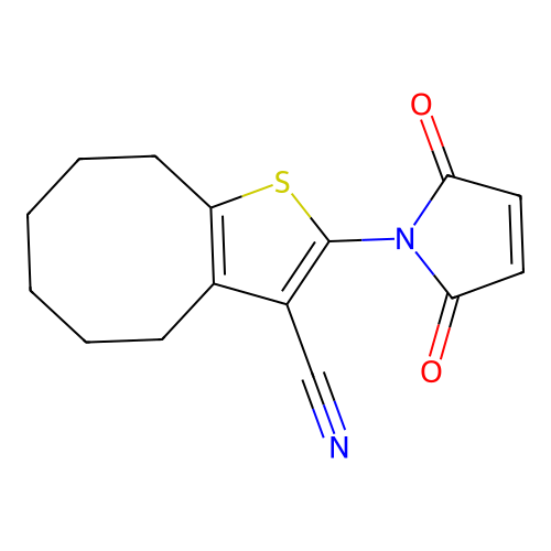 2-(2,5-dioxo-2,5-dihydro-1H-pyrrol-1-yl)-4,5,6,7,8,9-hexahydrocycloocta[b]thiophene-3-carbonitrile structure