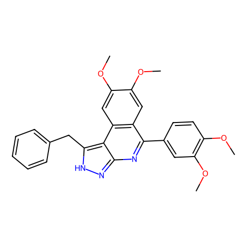 1-benzyl-5-(3,4-dimethoxyphenyl)-7,8-dimethoxy-3H-pyrazolo[3,4-c]isoquinoline structure