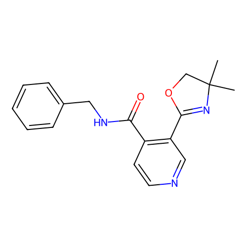 N-benzyl-3-(4,4-dimethyl-4,5-dihydro-1,3-oxazol-2-yl)isonicotinamide structure