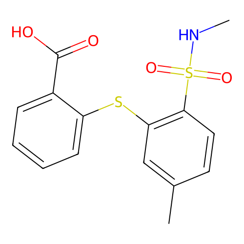 2-({5-Methyl-2-[(methylamino)sulfonyl]phenyl}sulfanyl)benzoic acid structure