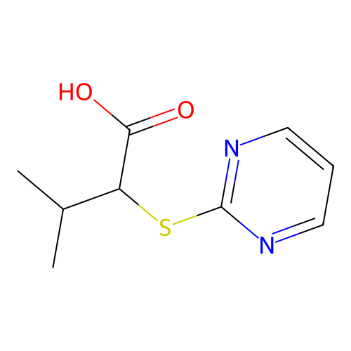 3-Methyl-2-(2-pyrimidinylthio)butanoic acid structure