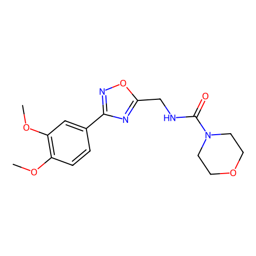 N-((3-(3,4-dimethoxyphenyl)-1,2,4-oxadiazol-5-yl)methyl)morpholine-4-carboxamide structure
