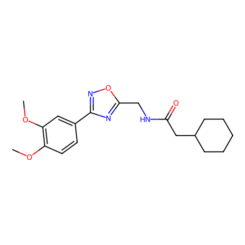 2-cyclohexyl-N-[[3-(3,4-dimethoxyphenyl)-1,2,4-oxadiazol-5-yl]methyl]acetamide structure