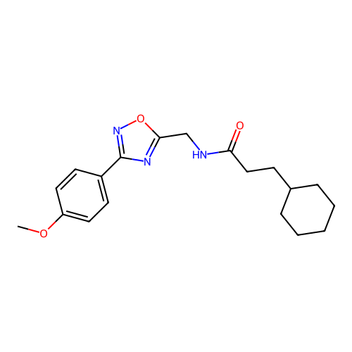 3-cyclohexyl-N-[[3-(4-methoxyphenyl)-1,2,4-oxadiazol-5-yl]methyl]propanamide structure