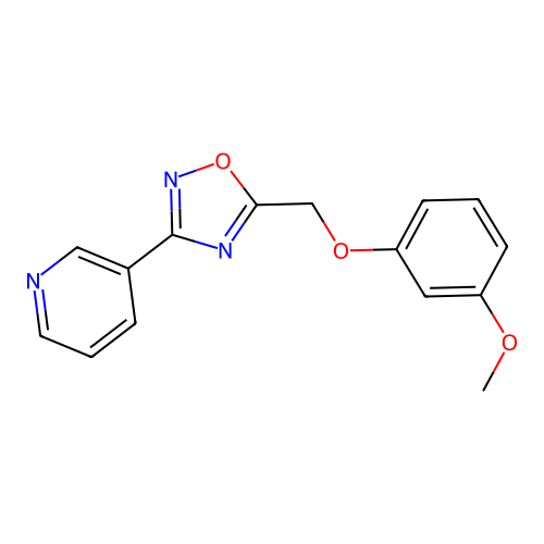 3-{5-[(3-Methoxyphenoxy)methyl]-1,2,4-oxadiazol-3-yl}pyridine structure