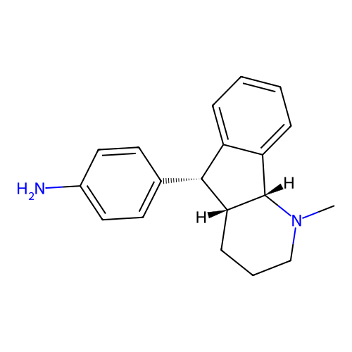 Benzenamine, 4-(2,3,4,4a,5,9b-hexahydro-1-methyl-1H-indeno(1,2-b)pyridin-5-yl)-, (4a-alpha,5-beta,9b-alpha)- structure