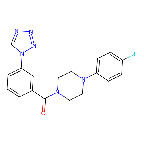 1-(4-fluorophenyl)-4-[3-(1H-tetrazol-1-yl)benzoyl]piperazine structure