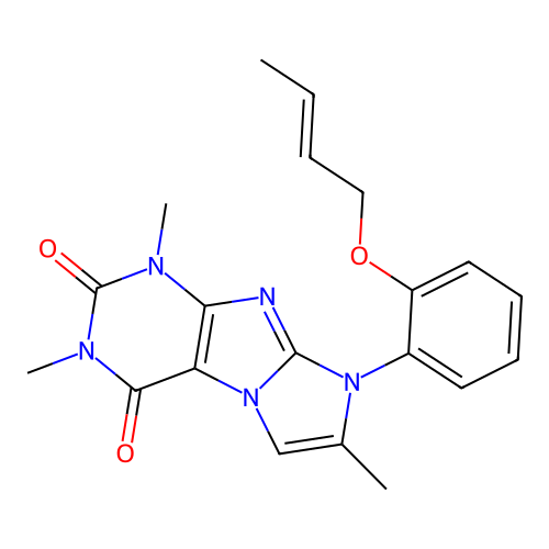 6-[2-[(E)-but-2-enoxy]phenyl]-2,4,7-trimethylpurino[7,8-a]imidazole-1,3-dione structure