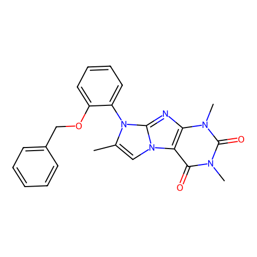 8-(2-(benzyloxy)phenyl)-1,3,7-trimethyl-1H-imidazo[2,1-f]purine-2,4(3H,8H)-dione structure