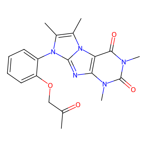 2,4,7,8-Tetramethyl-6-[2-(2-oxopropoxy)phenyl]purino[7,8-a]imidazole-1,3-dione structure