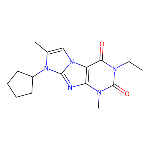 6-Cyclopentyl-2-ethyl-4,7-dimethylpurino[7,8-a]imidazole-1,3-dione structure