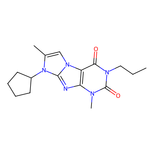 6-Cyclopentyl-4,7-dimethyl-2-propylpurino[7,8-a]imidazole-1,3-dione structure