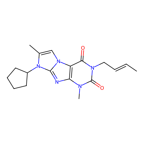 2-[(E)-but-2-enyl]-6-cyclopentyl-4,7-dimethylpurino[7,8-a]imidazole-1,3-dione structure