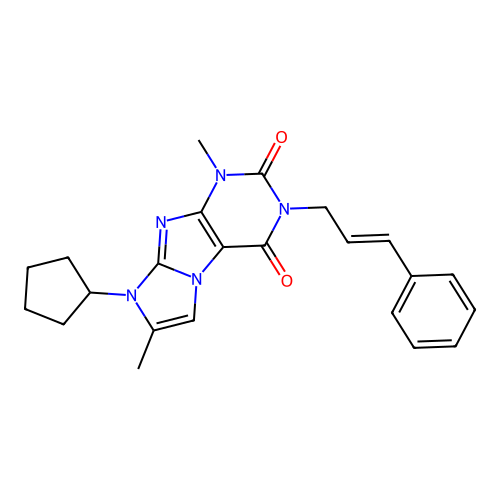 3-cinnamyl-8-cyclopentyl-1,7-dimethyl-1H-imidazo[2,1-f]purine-2,4(3H,8H)-dione structure