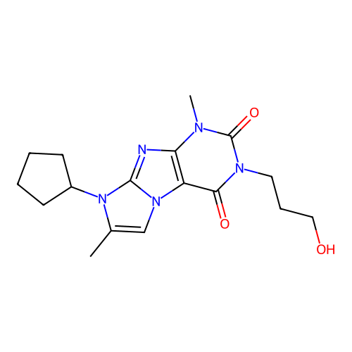 6-Cyclopentyl-2-(3-hydroxypropyl)-4,7-dimethylpurino[7,8-a]imidazole-1,3-dione structure