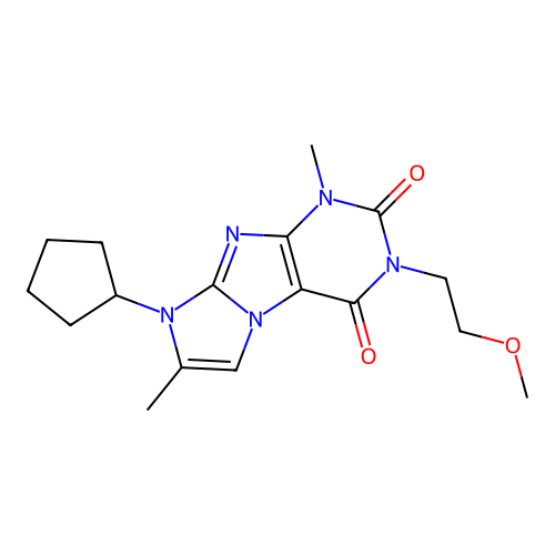 6-Cyclopentyl-2-(2-methoxyethyl)-4,7-dimethylpurino[7,8-a]imidazole-1,3-dione structure