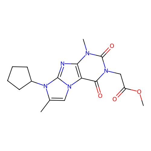 Methyl 2-(6-cyclopentyl-4,7-dimethyl-1,3-dioxopurino[7,8-a]imidazol-2-yl)acetate structure