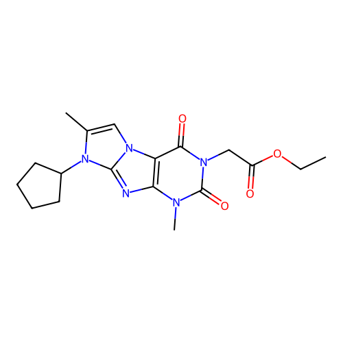 Ethyl 2-(6-cyclopentyl-4,7-dimethyl-1,3-dioxopurino[7,8-a]imidazol-2-yl)acetate structure