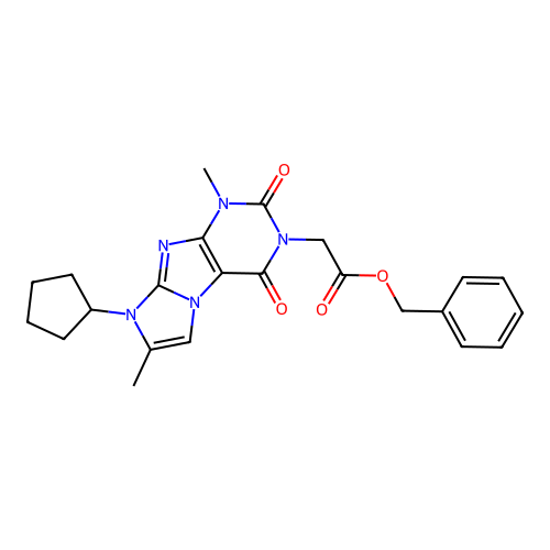 Benzyl 2-(6-cyclopentyl-4,7-dimethyl-1,3-dioxopurino[7,8-a]imidazol-2-yl)acetate structure