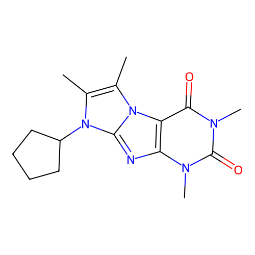 6-Cyclopentyl-2,4,7,8-tetramethylpurino[7,8-a]imidazole-1,3-dione structure